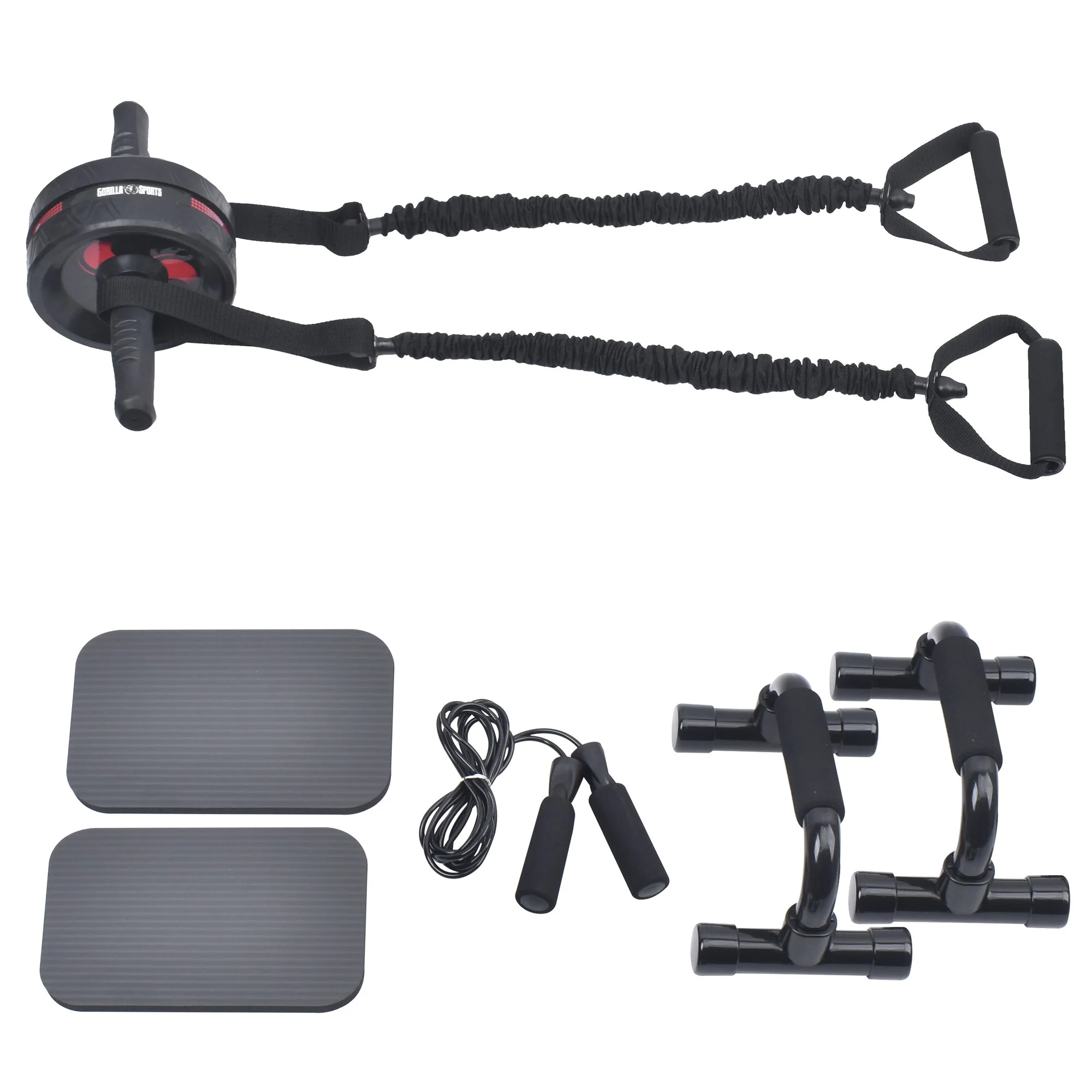 Ab Roller Set inkl. Kniematten, Springseil und Liegestützgriffe