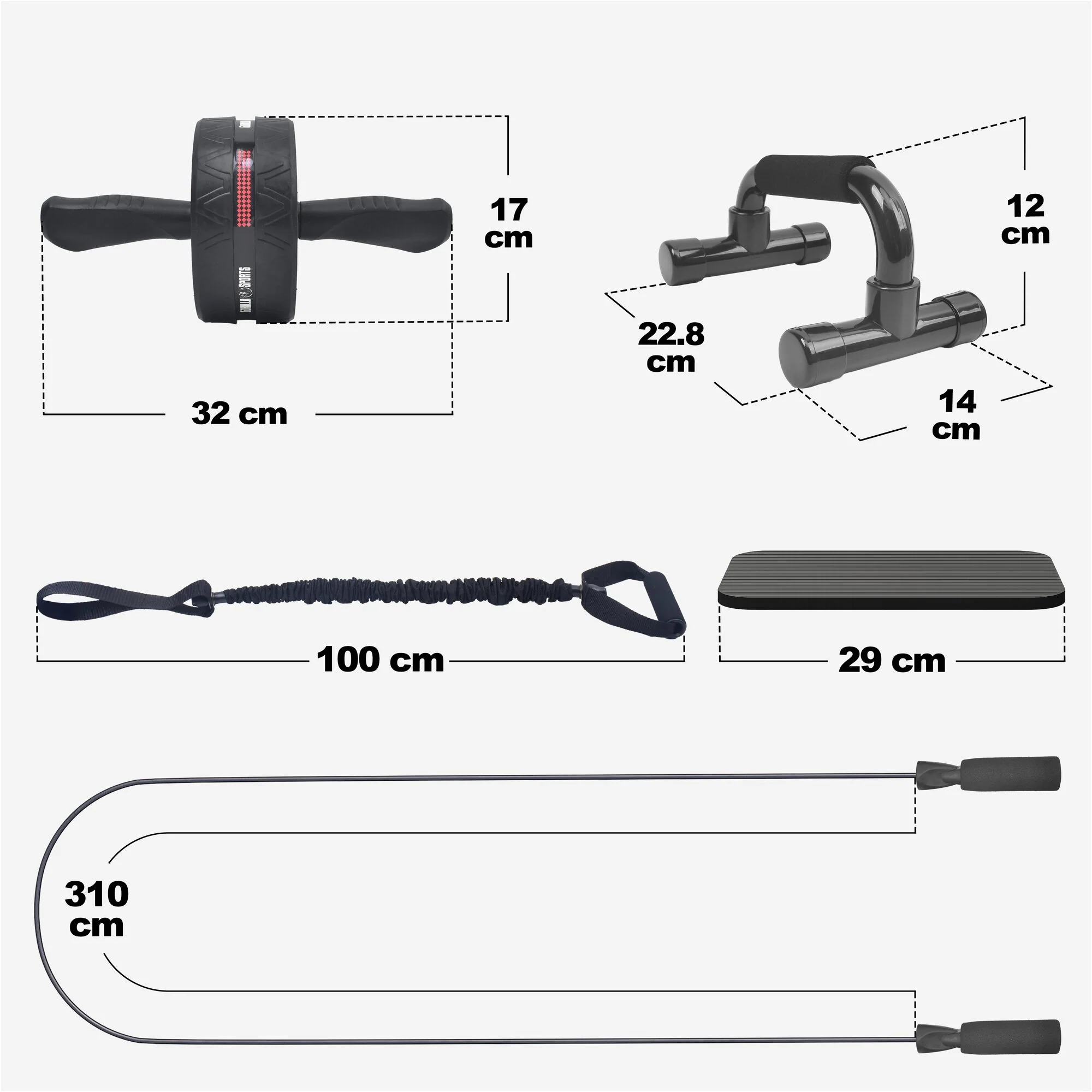Ab Roller Set inkl. Kniematten, Springseil und Liegestützgriffe - Image 4
