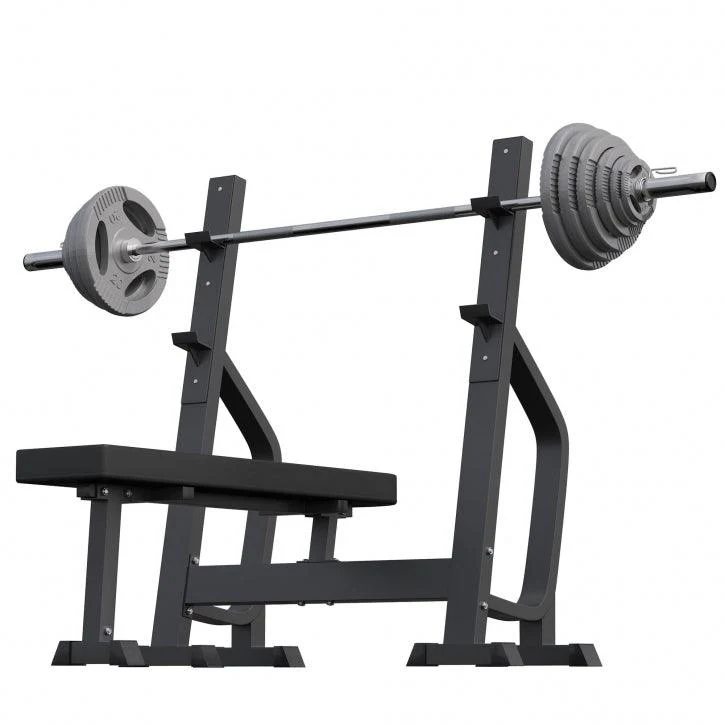 Hantelbank mit 2 Ablagen inkl. Langhantel Set Olympia 130 kg - Image 3