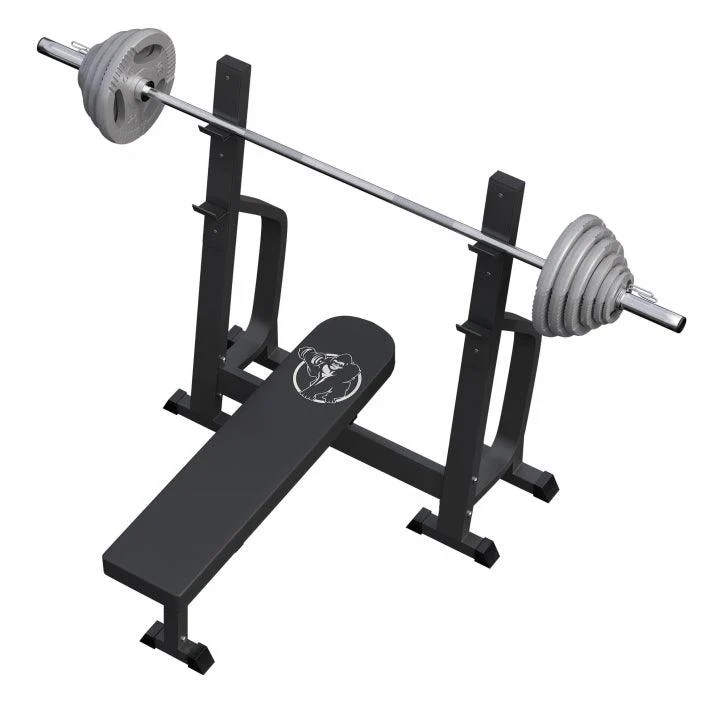 Hantelbank mit 2 Ablagen inkl. Langhantel Set Olympia 130 kg - Image 4