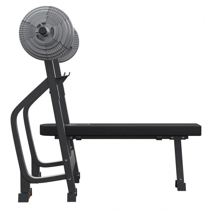 Hantelbank mit 2 Ablagen inkl. Langhantel Set Olympia 130 kg - Image 5