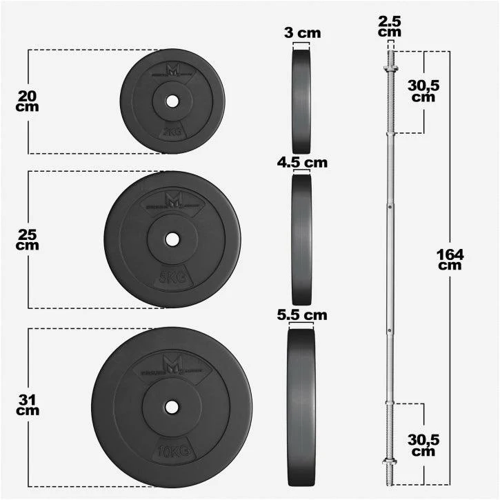 E-Series Langhantelset 25 mm Kunststoff 60 kg - Image 3