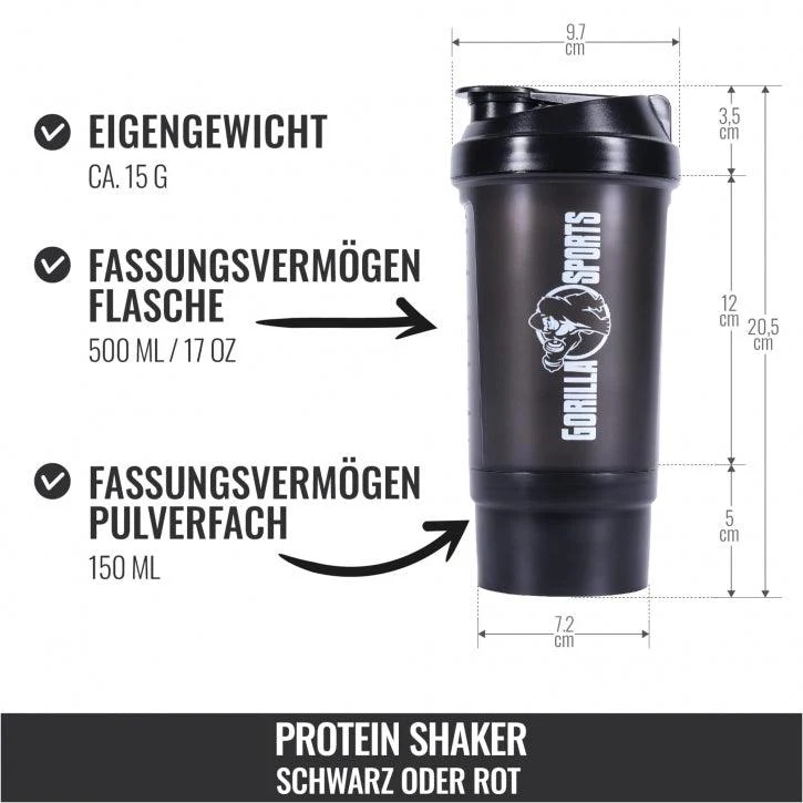 Protein Shaker mit Pulverfach 500 ml - Image 11