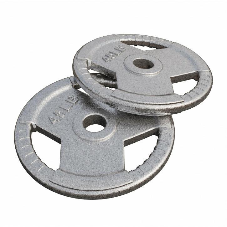 Hantelscheibe Gusseisen Gripper - 2,5-45 lb (1,1-20,4 kg), 2" (50/51 mm), Silber - Image 4