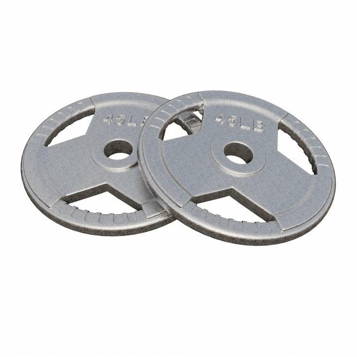 Hantelscheibe Gusseisen Gripper - 2,5-45 lb (1,1-20,4 kg), 2" (50/51 mm), Silber - Image 5