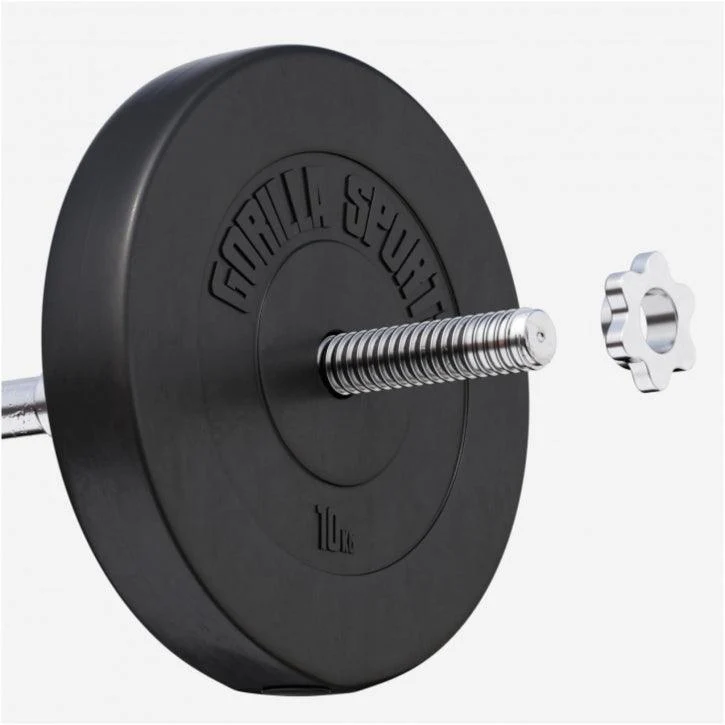 Hantelscheibe Kunststoff - 2,5-35 lb (1,1-15,9 kg) Ø 1'' (2,5 cm), Zement, Schwarz - Image 3