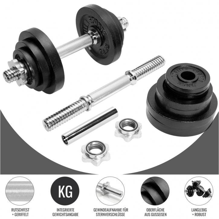 Hantelset Gusseisen 22 kg Verstellbar 2 in 1 - Image 15