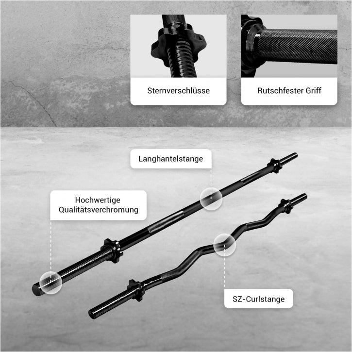 Hantelstangenset mit Langhantel und SZ-Curlstange - Image 10