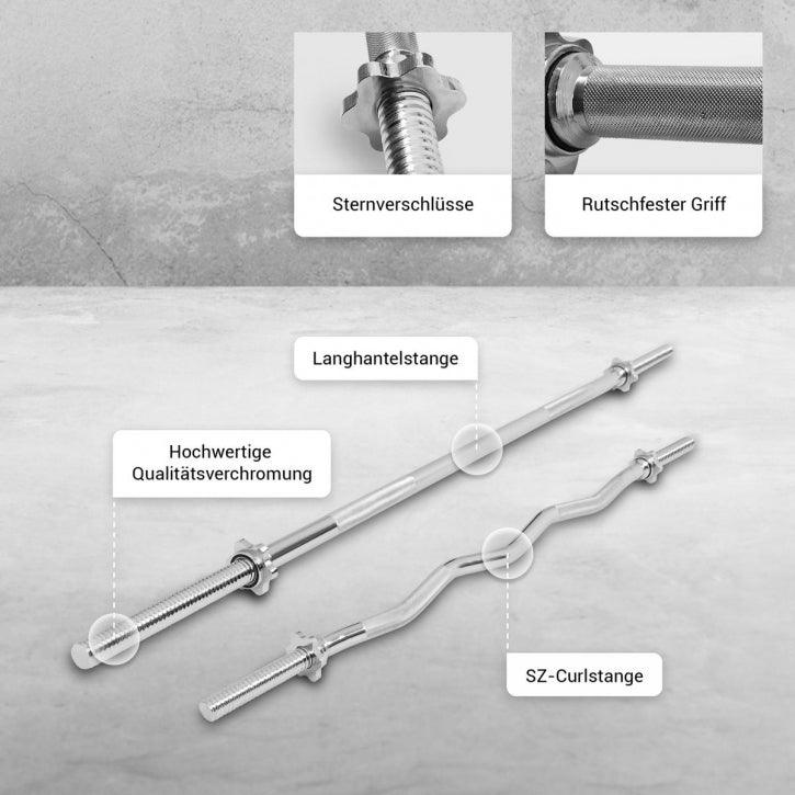 Hantelstangenset mit Langhantel und SZ-Curlstange - Image 7