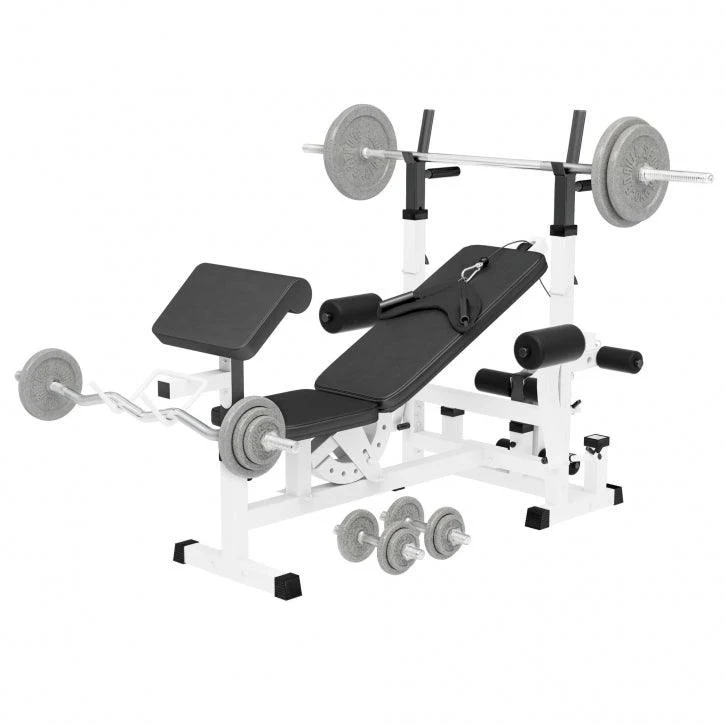 Kraftstation Universal inkl. 108 kg Gusseisen Set Weiß und Schwarz - Image 18