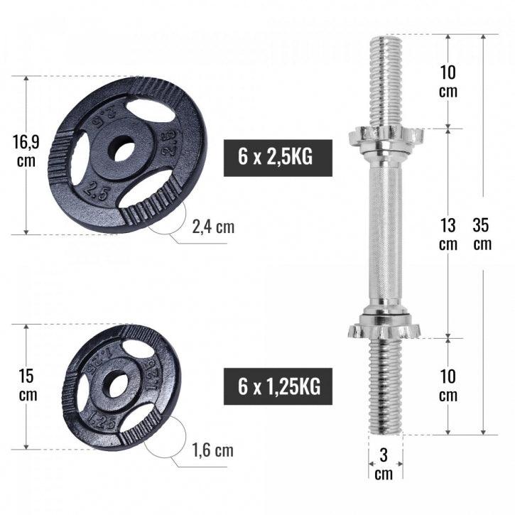 Kurzhantel Set Gusseisen Gripper 27.5 kg mit Sternverschlüssen - Image 4