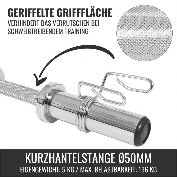 Kurzhantelstange 50 mm Chrom 50 cm Federverschluss - Image 3
