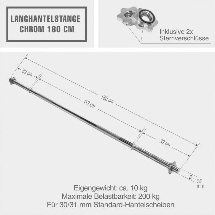 Langhantelstange Chrom 180 cm mit Sternverschluss - Image 7