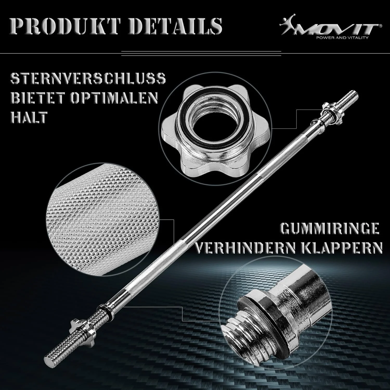 Langhantelstange Schwarz/Chrom - Image 4