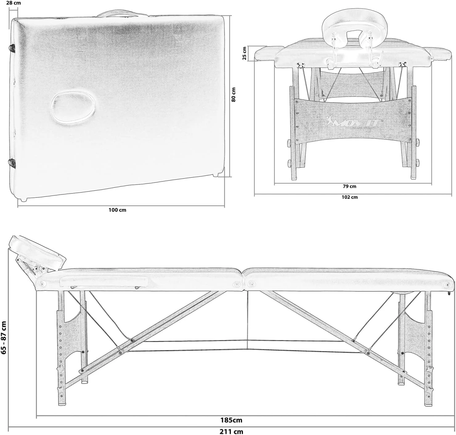 Massageliege Schwarz/Weiss - Image 16