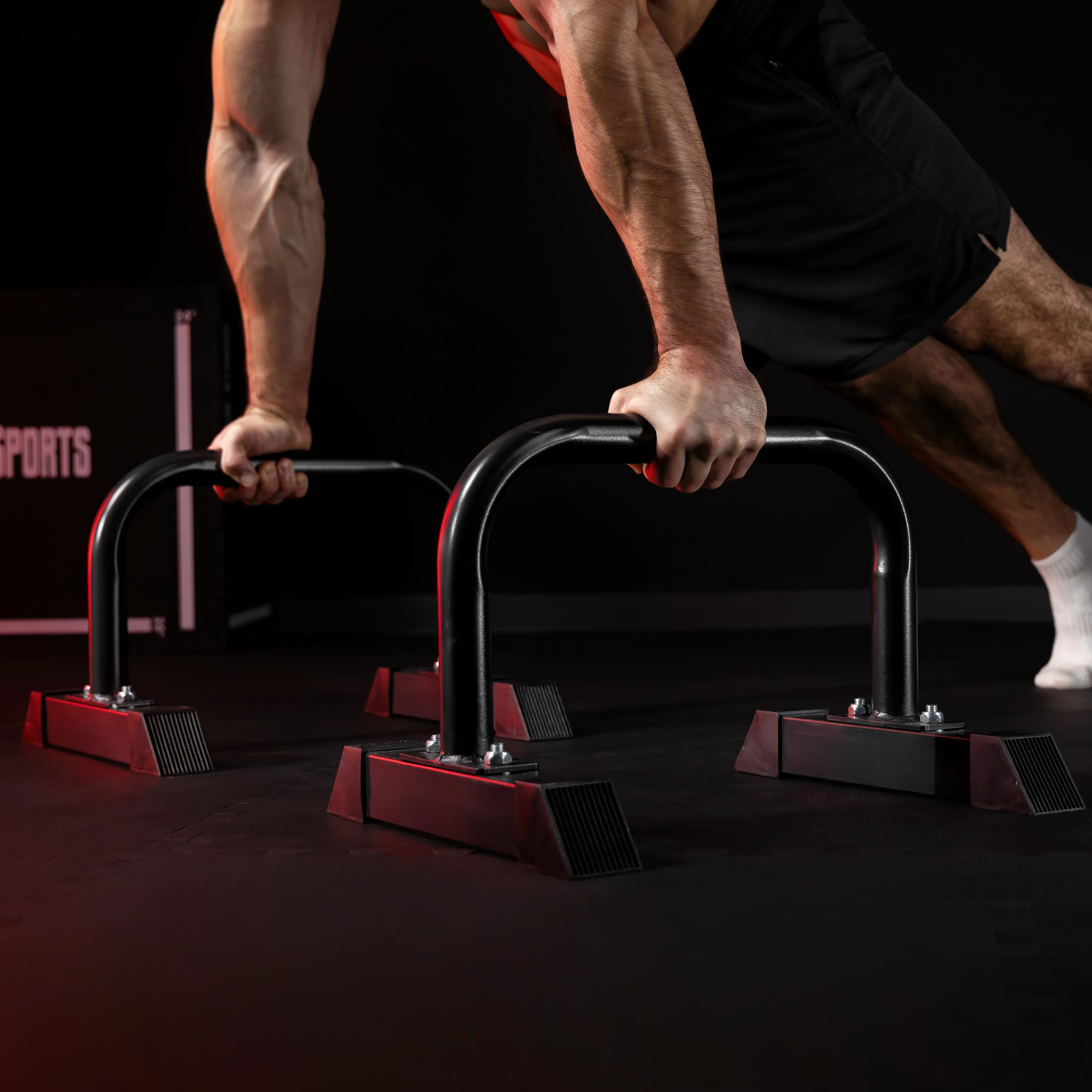 Push Up Parallettes Schwarz/Blau/Rot - Image 9
