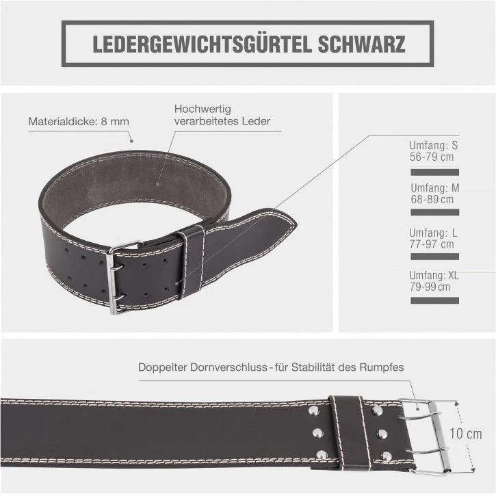 Trainingsgürtel Massiv Schwarz S-XL - Image 13