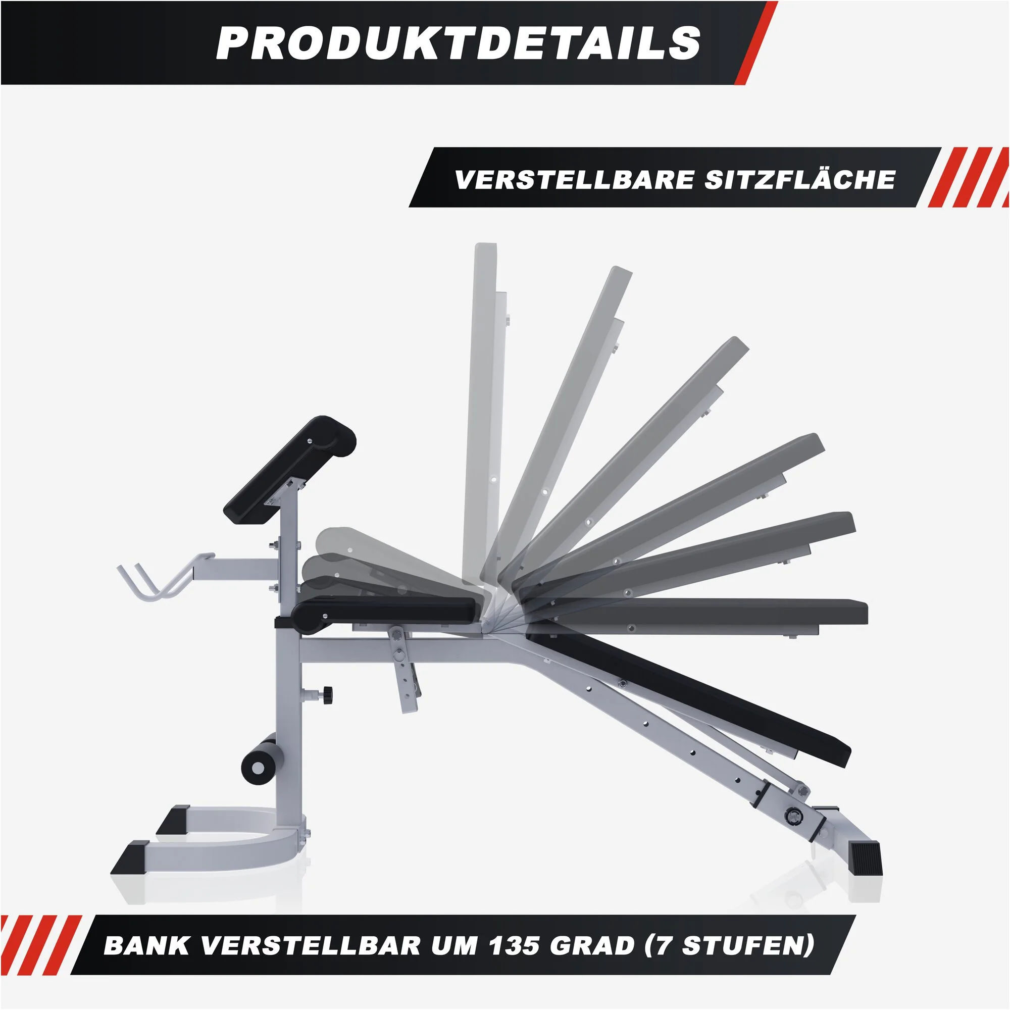 Verstellbare Schrägbank mit Curlpult Weiß/Schwarz - Image 10