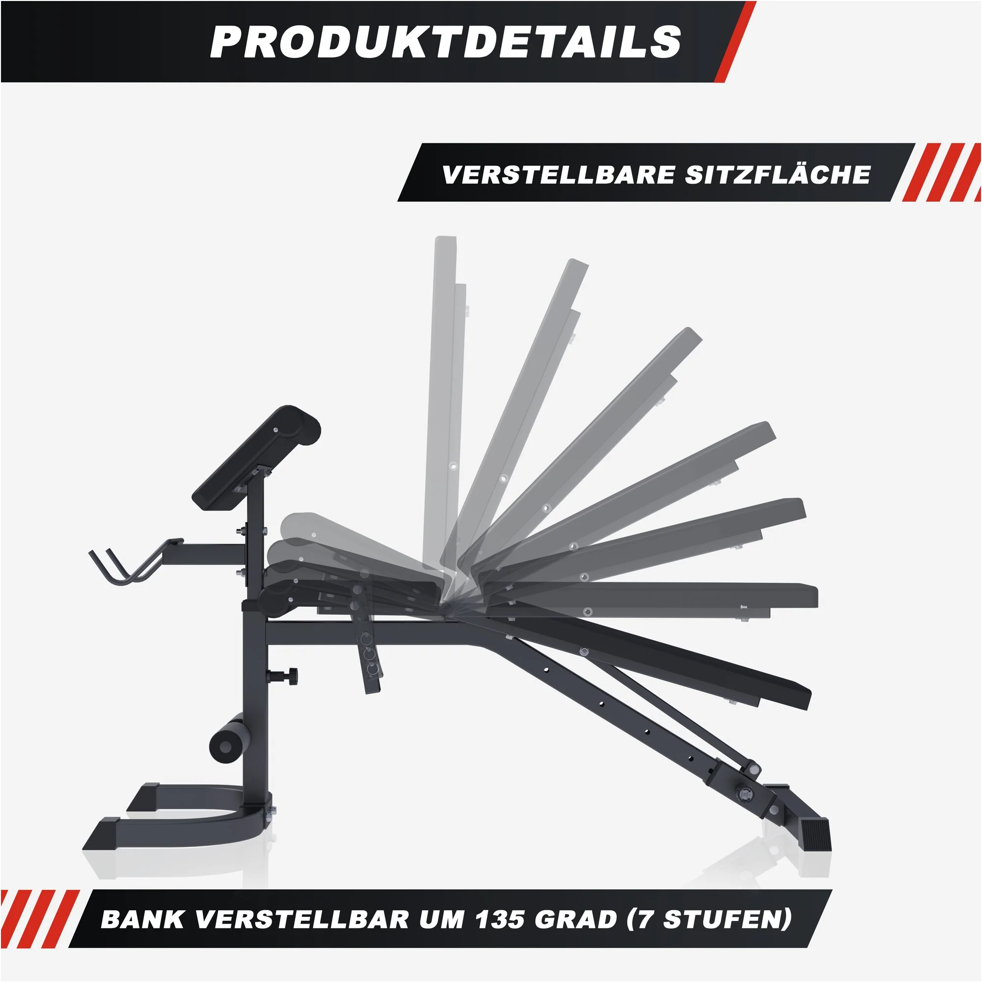 Verstellbare Schrägbank mit Curlpult Weiß/Schwarz - Image 11