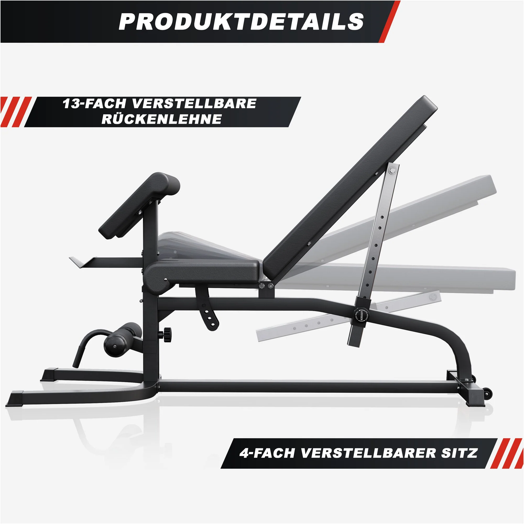 Verstellbare Schrägbank inkl. Beinstrecker und Curlpult - Image 3