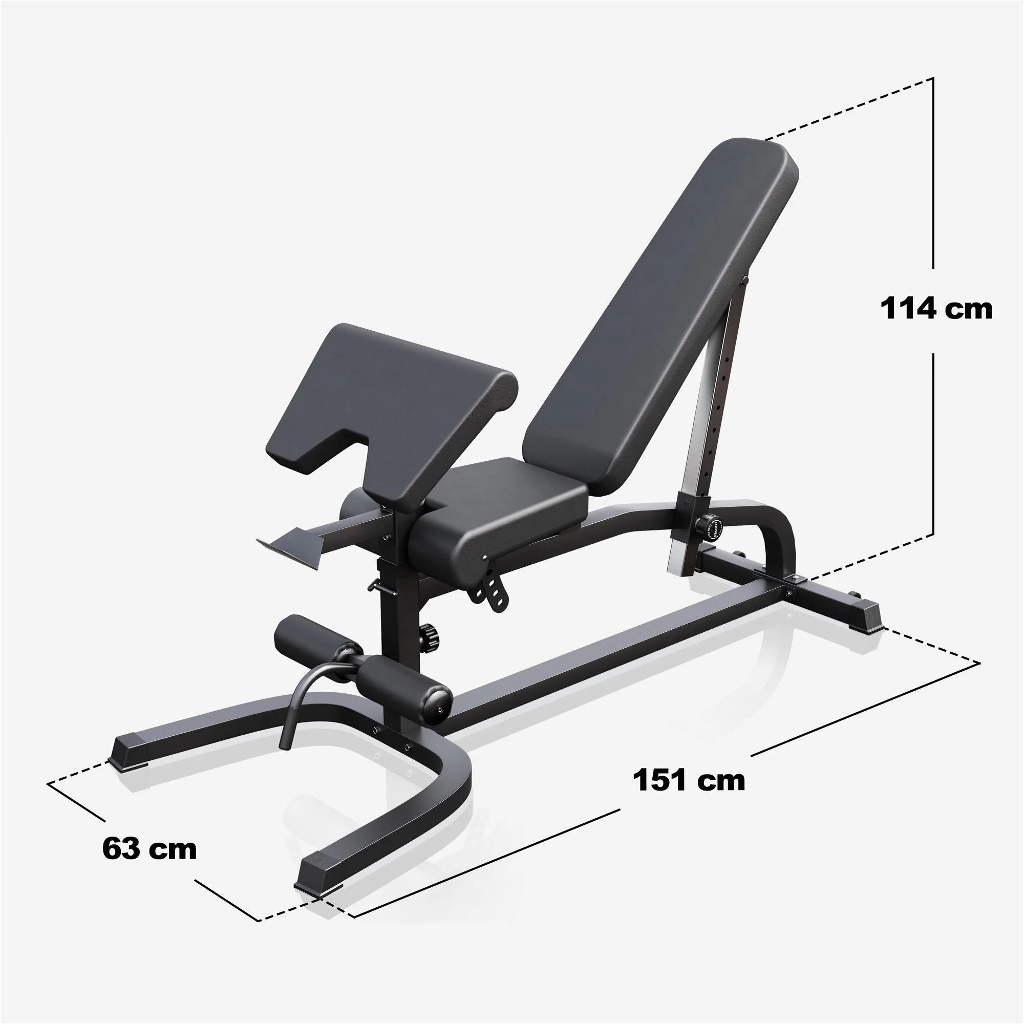 Verstellbare Schrägbank inkl. Beinstrecker und Curlpult - Image 5