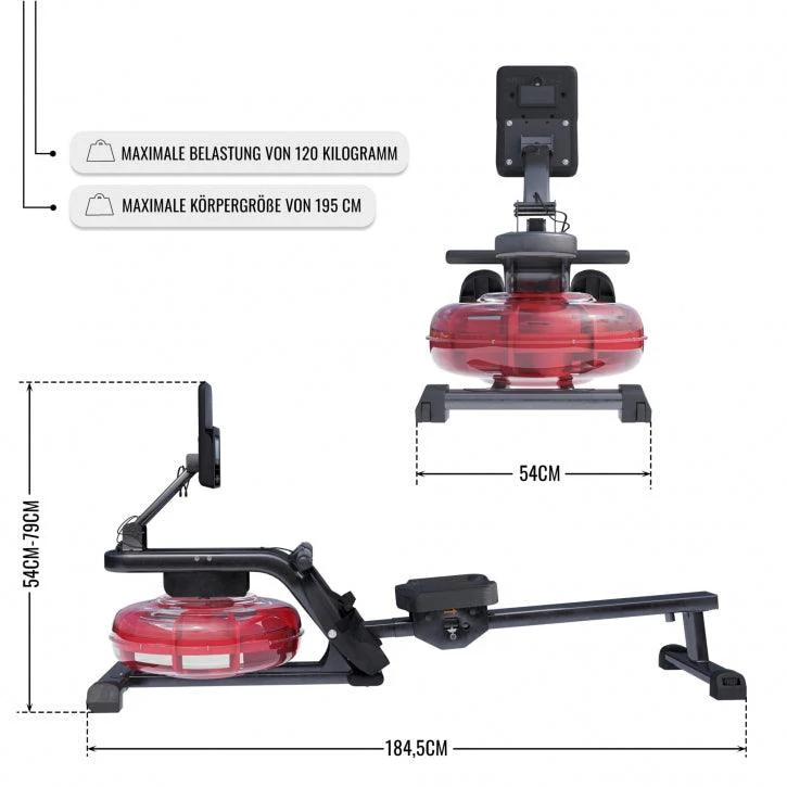 Verstellbares Wasserrudergerät schwarz/rot - Image 10